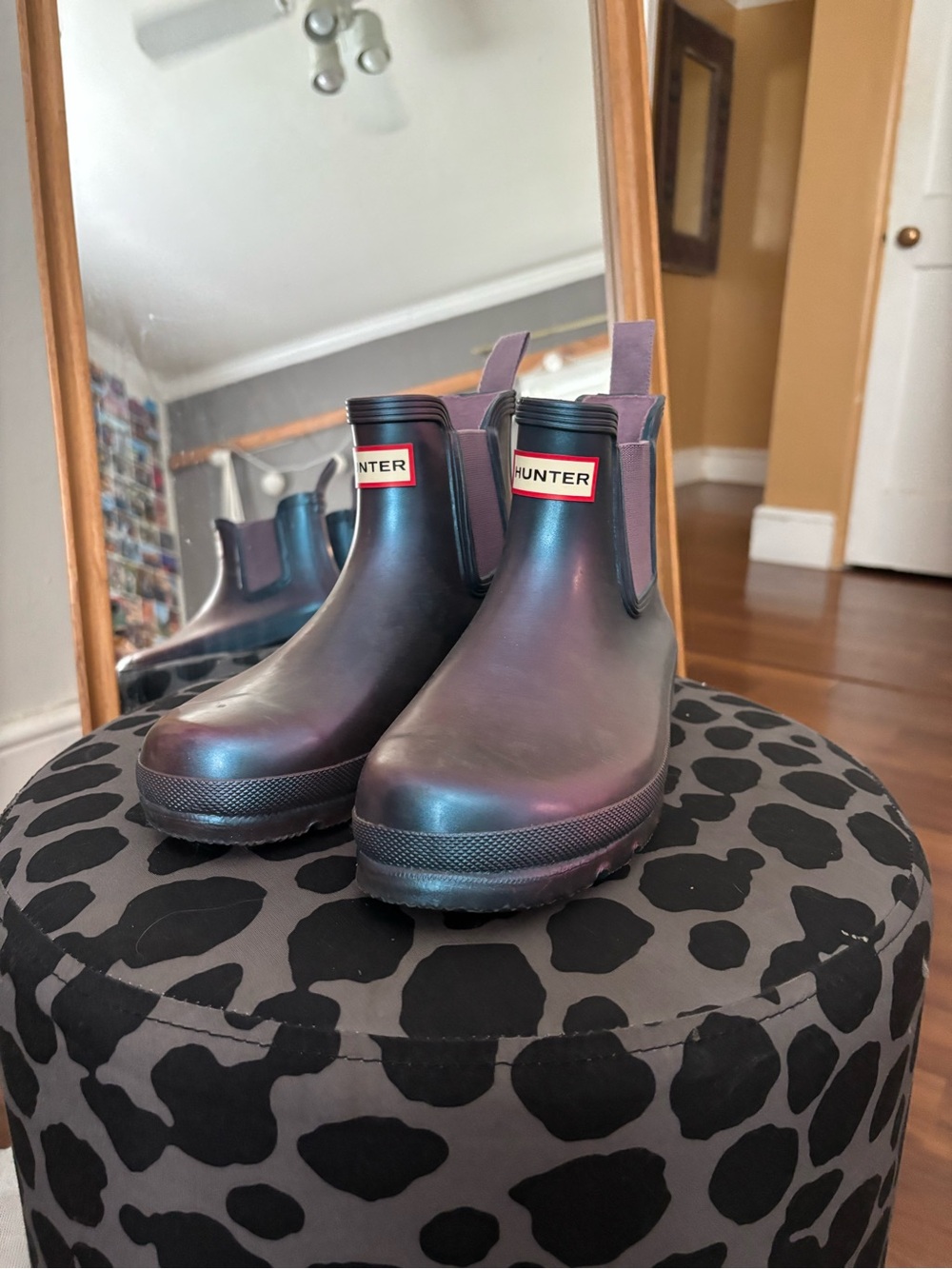 Hunter Iridescent Chelsea Boots in Shifting Teal and Purple